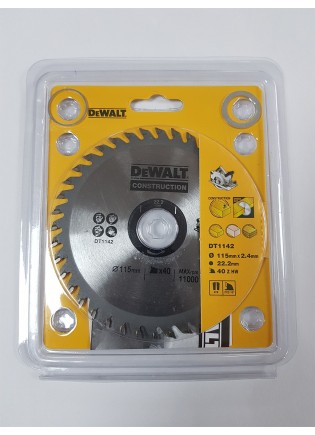 DEWALT DT1142 115 MM 40 DİŞ AHŞAPTA GENEL KULLANIM İÇİN DAİRE TESTERE 